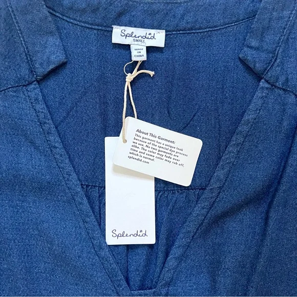 NWT Splendid Willow Tie-Waist Dark Wash Dress - Picture 6 of 13